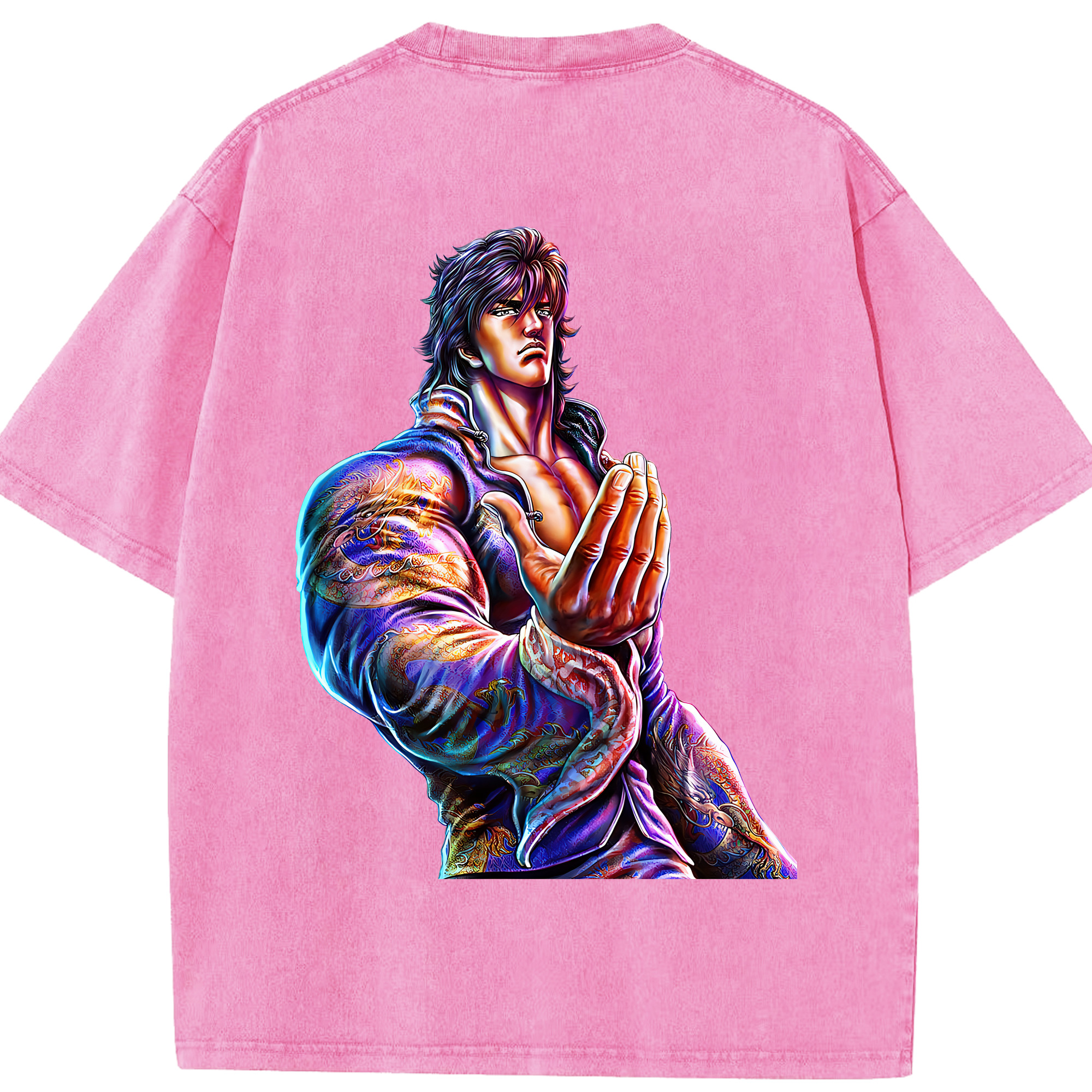 （画像用） 北斗の拳 Fist of the North Star 綿100% ヴィンテージ風 半袖Tシャツ（背面プリント）